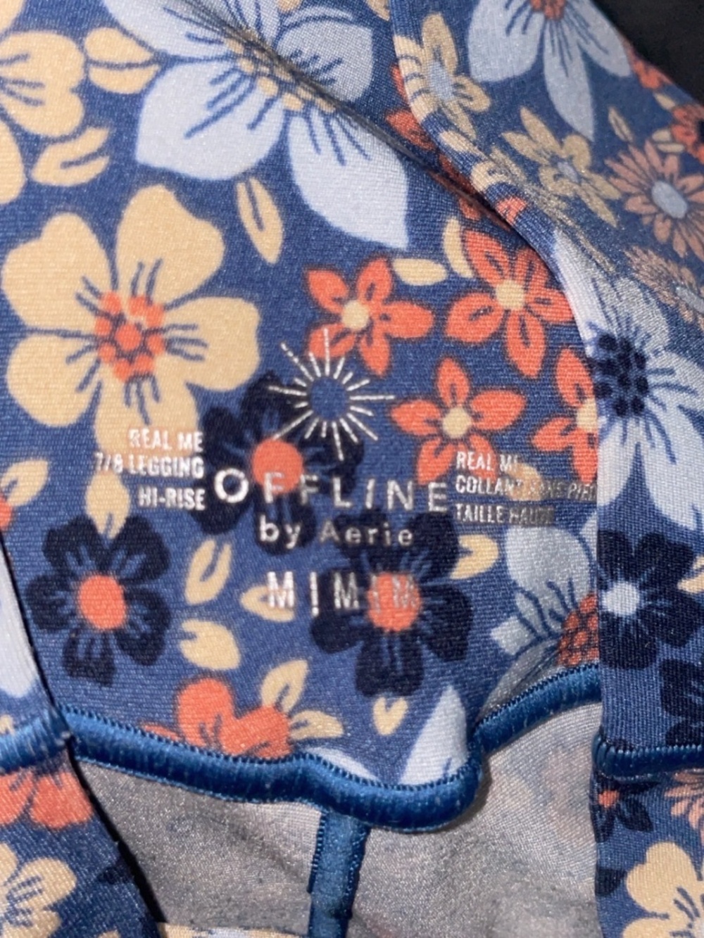 OFFLINE by Aerie Real Me Floral 7/8 Leggings Blue Pink High Rise Size M